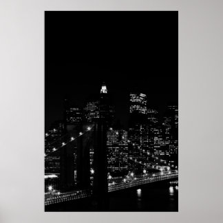 Poster Noir et blanc New York City Brooklyn Bridge