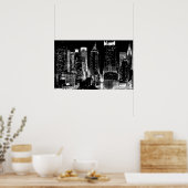 Poster noir et blanc New York City Night (Cuisine)