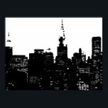 Poster noir et blanc New York City Pop Art<br><div class="desc">New York City Midtown Image de style ancien - Vintage New York</div>