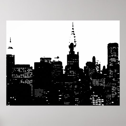Poster noir et blanc New York City Pop Art (Devant)