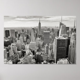 Poster noir et blanc New York Manhattan Skyline