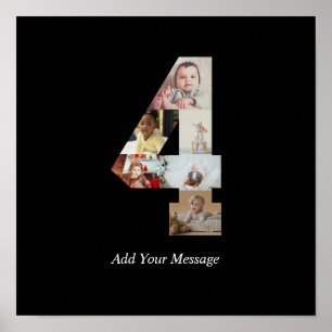 Poster Noir et blanc Numéro 4 Photo Collage