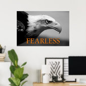 Poster Noir et blanc Oeil d'aigle à leadership sans peur (Bureau à domicile)