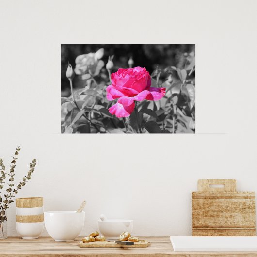 Poster Noir et blanc rose (Cuisine)