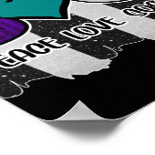 Poster Noir et blanc Striped Peace Love Soccer (Coin)