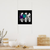 Poster Noir et blanc Striped Peace Love Soccer (Cuisine)