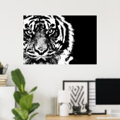 Poster Noir et blanc Sumatran Borneo Tiger (Bureau à domicile)