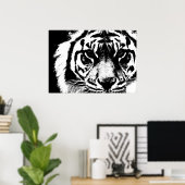 Poster Noir et blanc Sumatran Borneo Tiger Eyes (Bureau à domicile)