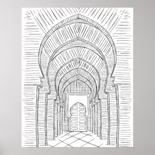 Poster noir et blanc sur le hall du Maroc (Devant)