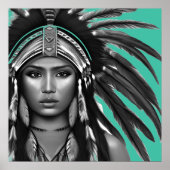 Poster Noir et blanc sur les Amérindiens Turquoises (Devant)