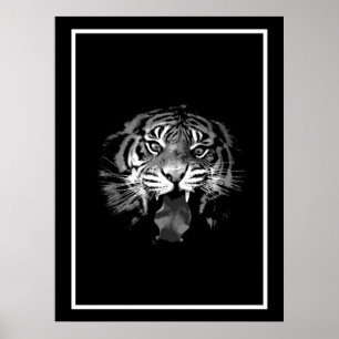 Poster noir et blanc Tiger Imprimer - Style Pop Ar