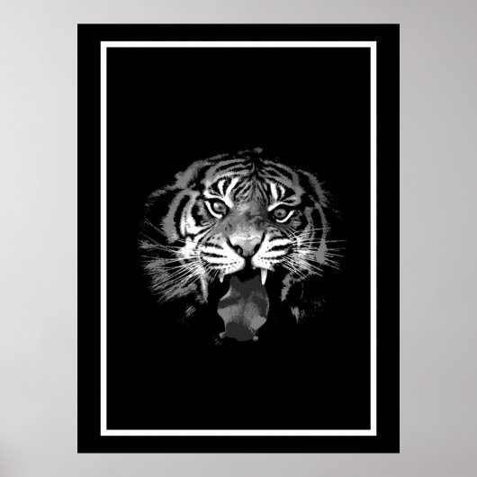 Poster noir et blanc Tiger Imprimer - Style Pop Ar (Devant)