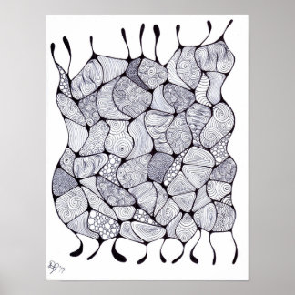 Poster noir et blanc Zia Tangle