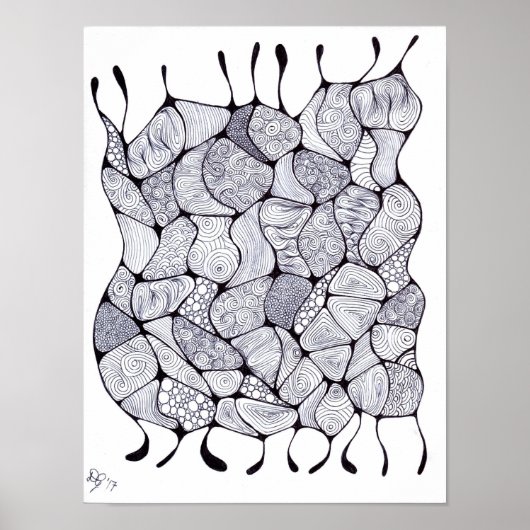 Poster noir et blanc Zia Tangle (Devant)