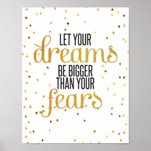 Poster Noir et citation inspirée de rêves d'or