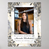 Poster Noir et Or Fleurs Marbre Funérailles de Mémoire Am (Devant)