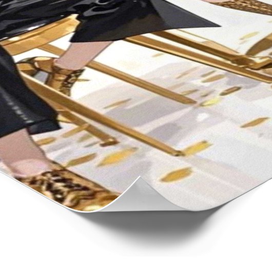 Poster Noir et or, Luxe riche, style Moulin rouge (Coin)