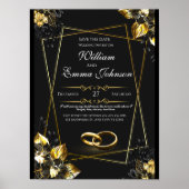 Poster Noir et or mariage élégant (Devant)