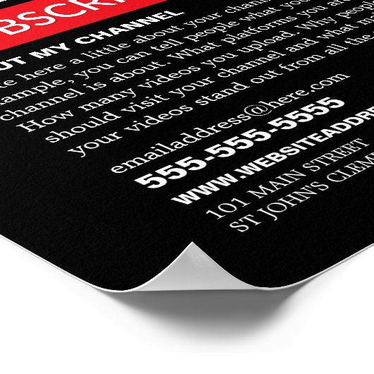 Poster Noir et rouge élégant - QR Code, Youtube - Vlogger (Coin)