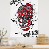 Poster noir et rouge Muerte Sugar Skull (Cuisine)