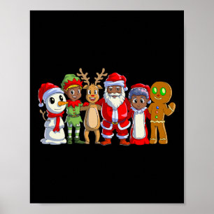 Poster Noir famille noël afro afro-américain père Noël
