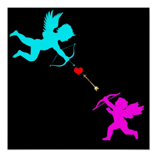 Poster noir garçon & Gilr Angels Arrow Red Heart (Devant)