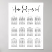Poster Noir | Graphique de sièges de script manuscrit mod (Devant)