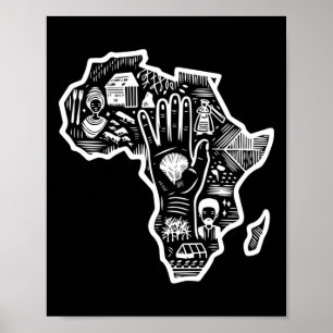 Poster Noir Histoire Mois Afrique Carte Design Unité Art 