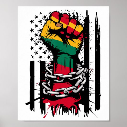 Poster Noir Histoire Mois Poing Drapeau Américain Drapeau (Devant)