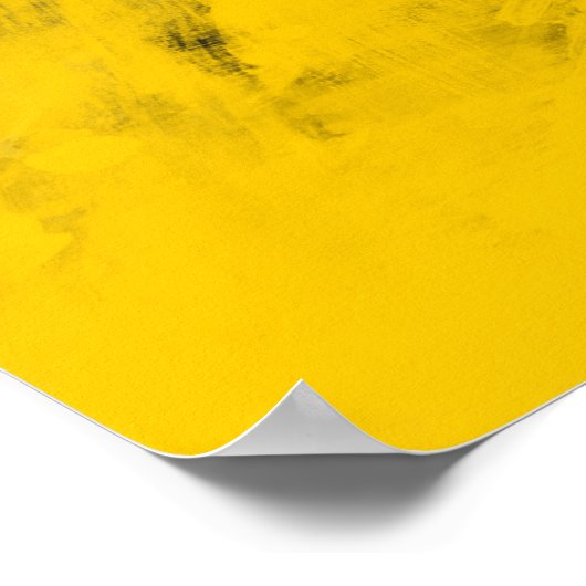 Poster Noir Jaune Blanc Moderne Abstrait Brosses (Coin)
