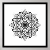 Poster noir Mandala sur blanc (Devant)