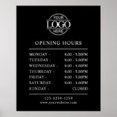 Poster Noir minimaliste moderne | Heures d'ouverture de l (Devant)