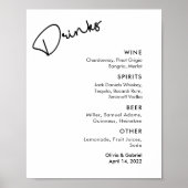 Poster Noir moderne blanc Simple menu du bar mariage form (Devant)
