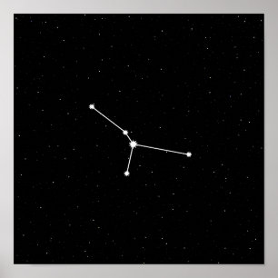 Poster Noir moderne et blanc de constellation de zodiaque