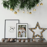 Poster Noir moderne scandi élégant script Noël<br><div class="desc">Noir moderne élégante aquarelle rustique beige naturel Scandinave contemporaine teintes muettes beige,  noir et blanc photo de vacances décoration poster de Noël.</div>