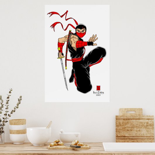 Poster noir Ninja (Cuisine)