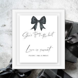 Poster Noir noeud papillon Baby shower L'amour est doux,