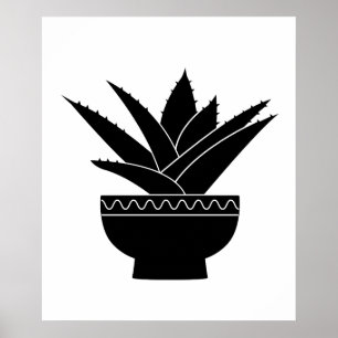 Poster Noir nordique Blanc Minimaliste Agave Cactus Plant