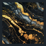 Poster Noir, or et blanc fluide abstrait<br><div class="desc">Art abstrait noir,  or et blanc fluide</div>
