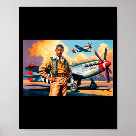 Poster Noir Rétro Aviateurs Histoire des Noirs Seconde Gu (Devant)