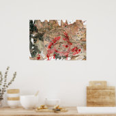 Poster Noir Rouge Brown Vert moderne Art Abstrait tendanc (Cuisine)