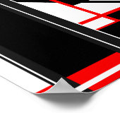 Poster Noir rouge Complexe géométrique abstrait Conceptio (Coin)