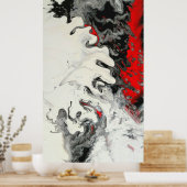 Poster Noir Rouge moderne Abstrait Fluid Art (Cuisine)