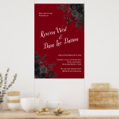 Poster Noir rouge Rose gothique Élégant mariage (Cuisine)