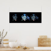 Poster noir sauvage Jaguar Cat Eyes Blue Tones (Cuisine)