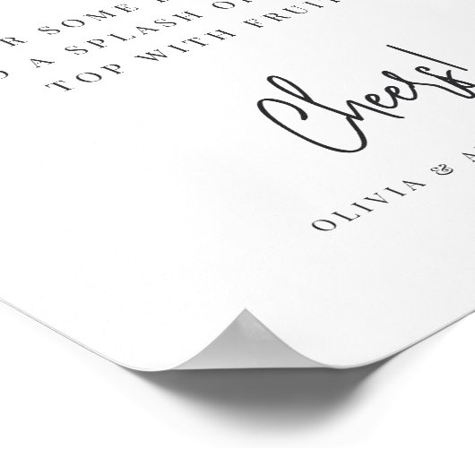 Poster Noir | Script manuscrit moderne Panneau de la barr (Coin)