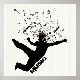 Poster Noir Silhouette Musique Concept Design Danse Homme