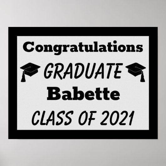 Poster Noir Silver Félicitations Graduation (Devant)