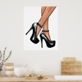 Poster noir talons et jambes de Stiletto (Cuisine)