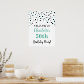 Poster Noir Turquoise fête d'anniversaire Personnalisé 18 (Cuisine)